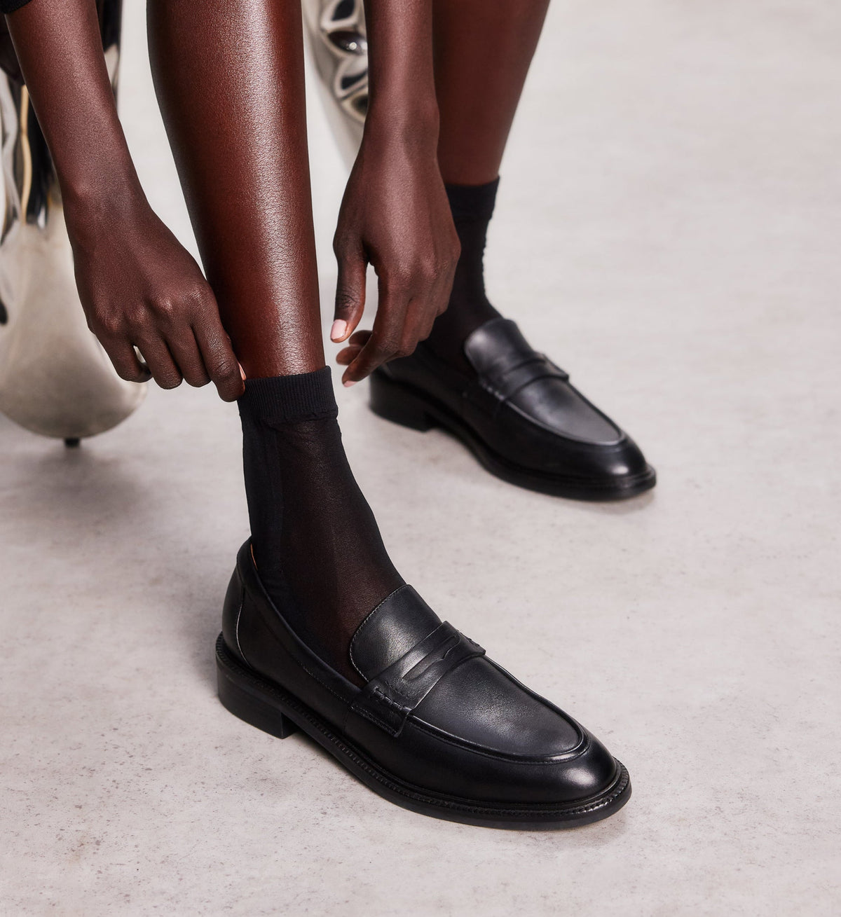 womens black loafers with sheer socks