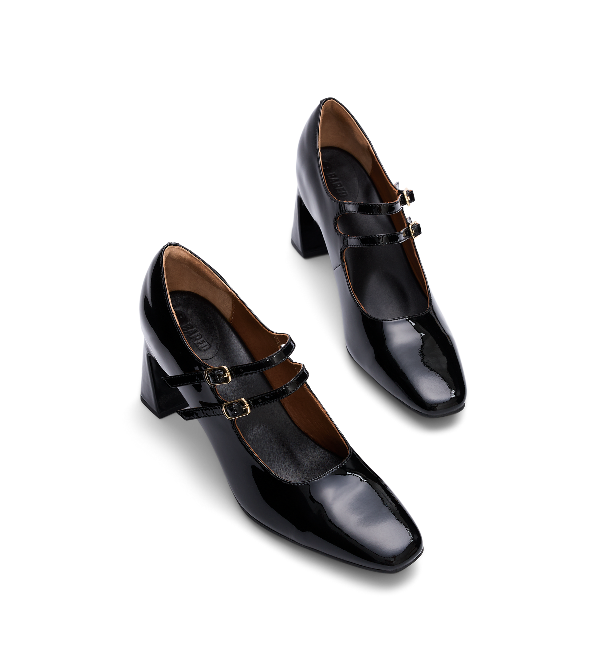 pair of patent mary jane heels