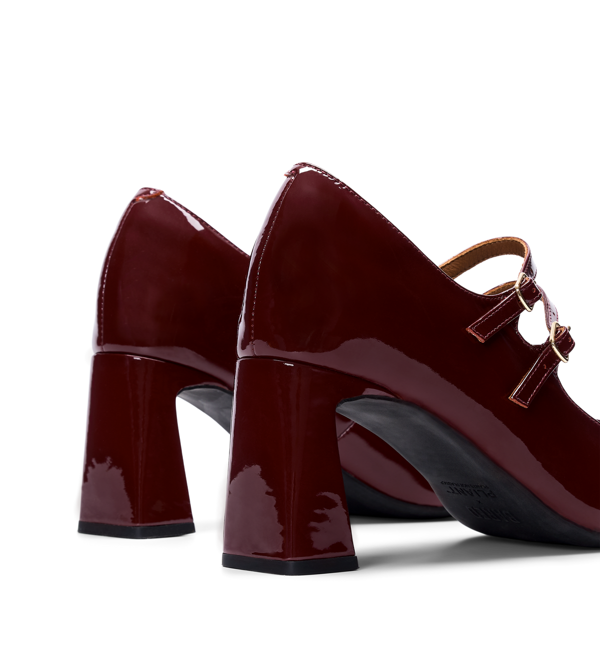 close up of the bared footwear cayuga patent leather heels
