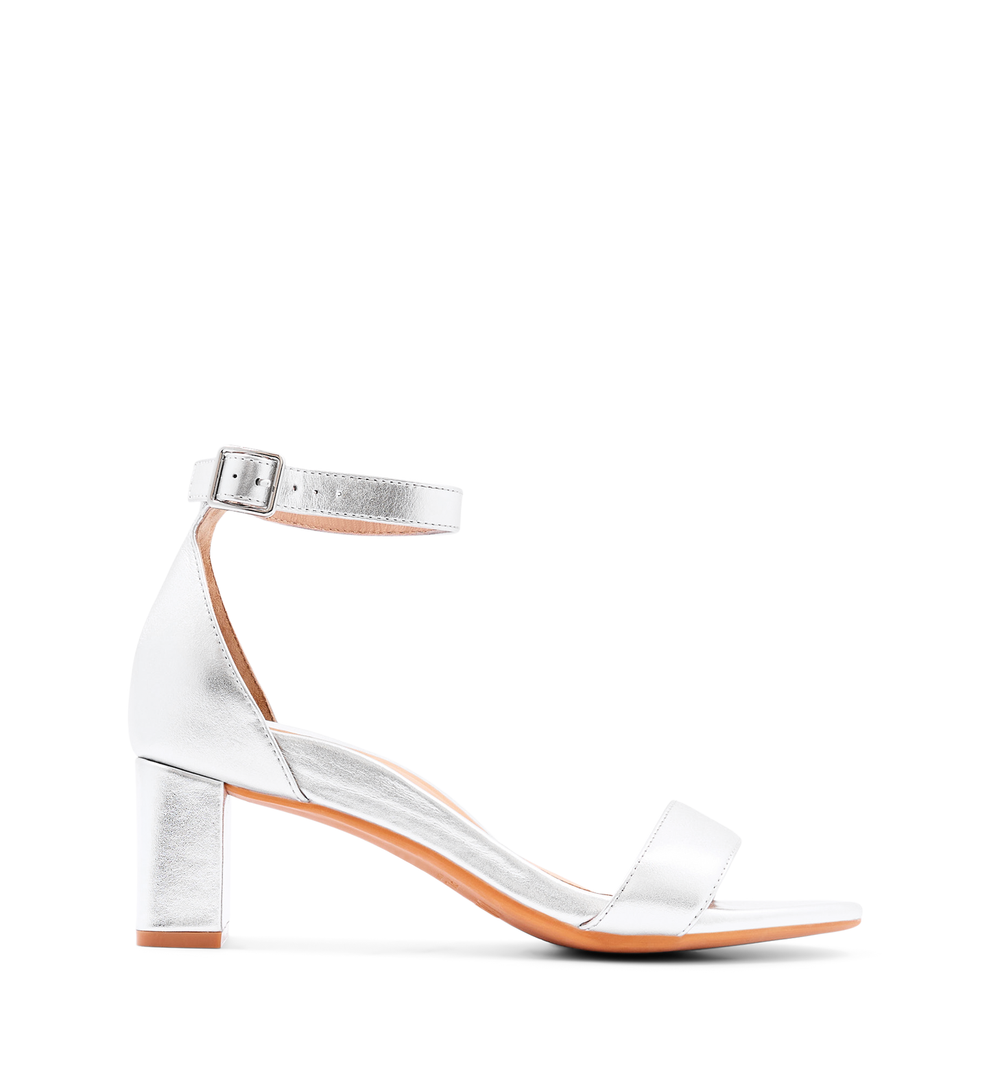 Coracia Silver Leather Low Heels