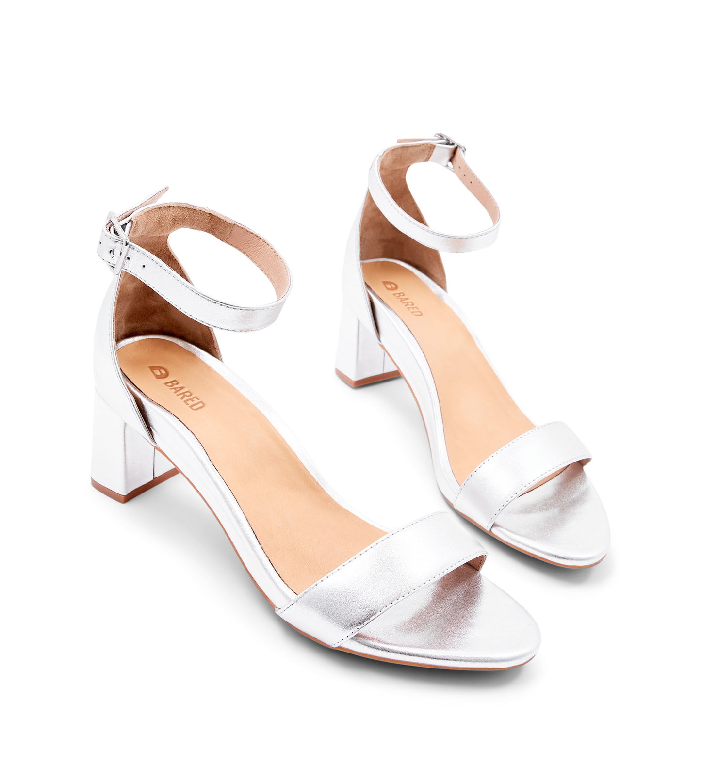 Coracia Silver Leather Low Heels