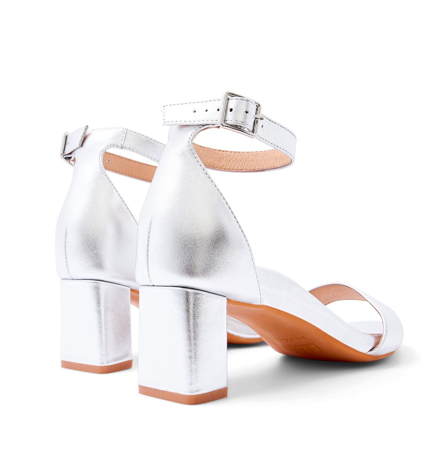 Coracia Silver Leather Low Heels