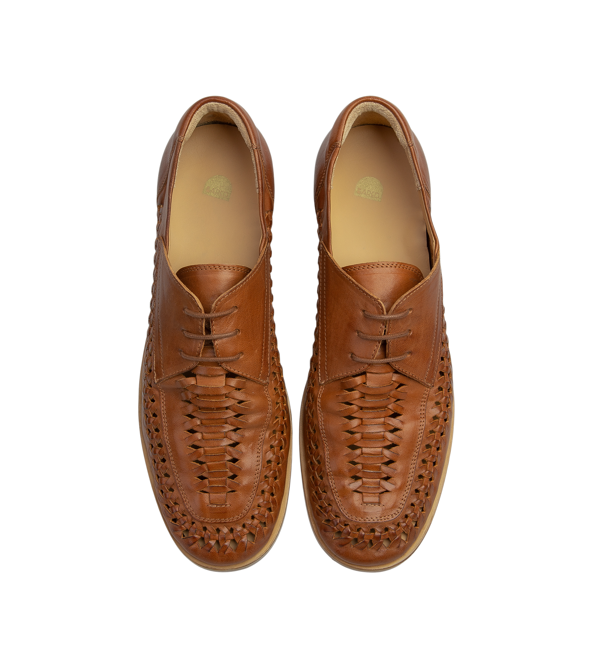 mens woven leather boat shoes in tan