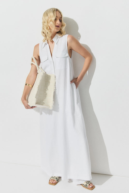 D-Luxe Linen Blend Maxi Dress