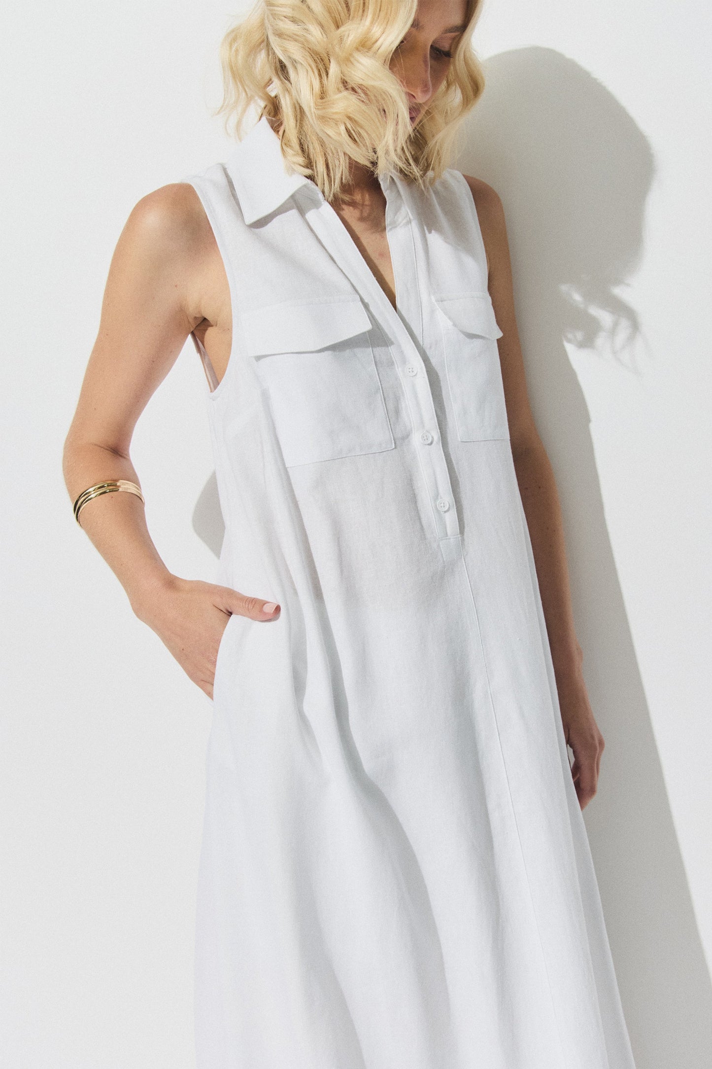 D-Luxe Linen Blend Maxi Dress