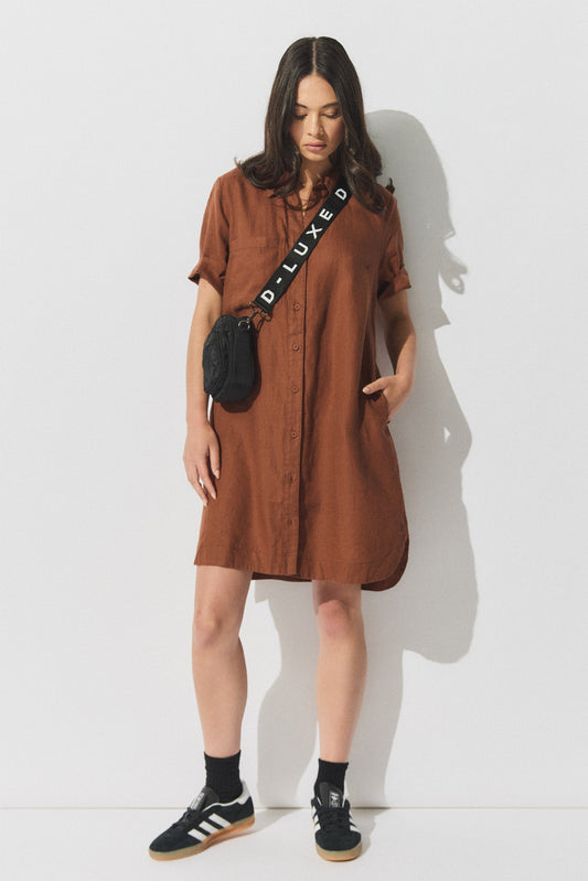 D-Luxe Linen Short Dress