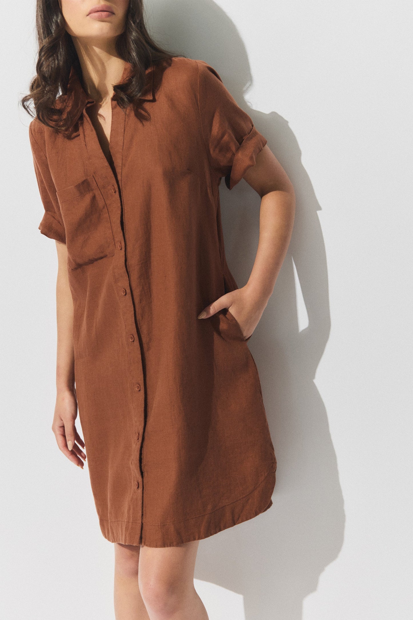 D-Luxe Linen Short Dress