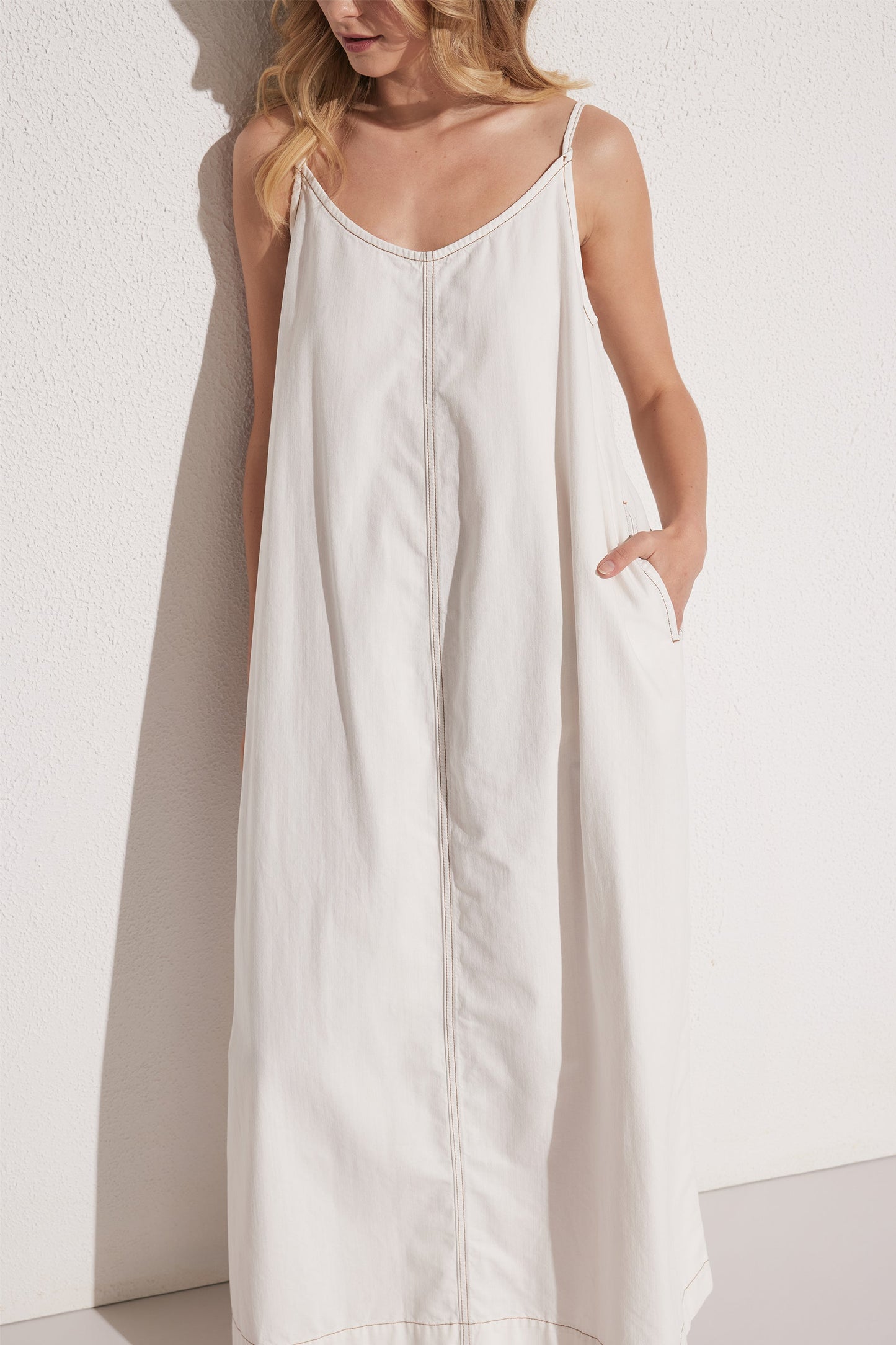Sari V Neck Denim Maxi Dress