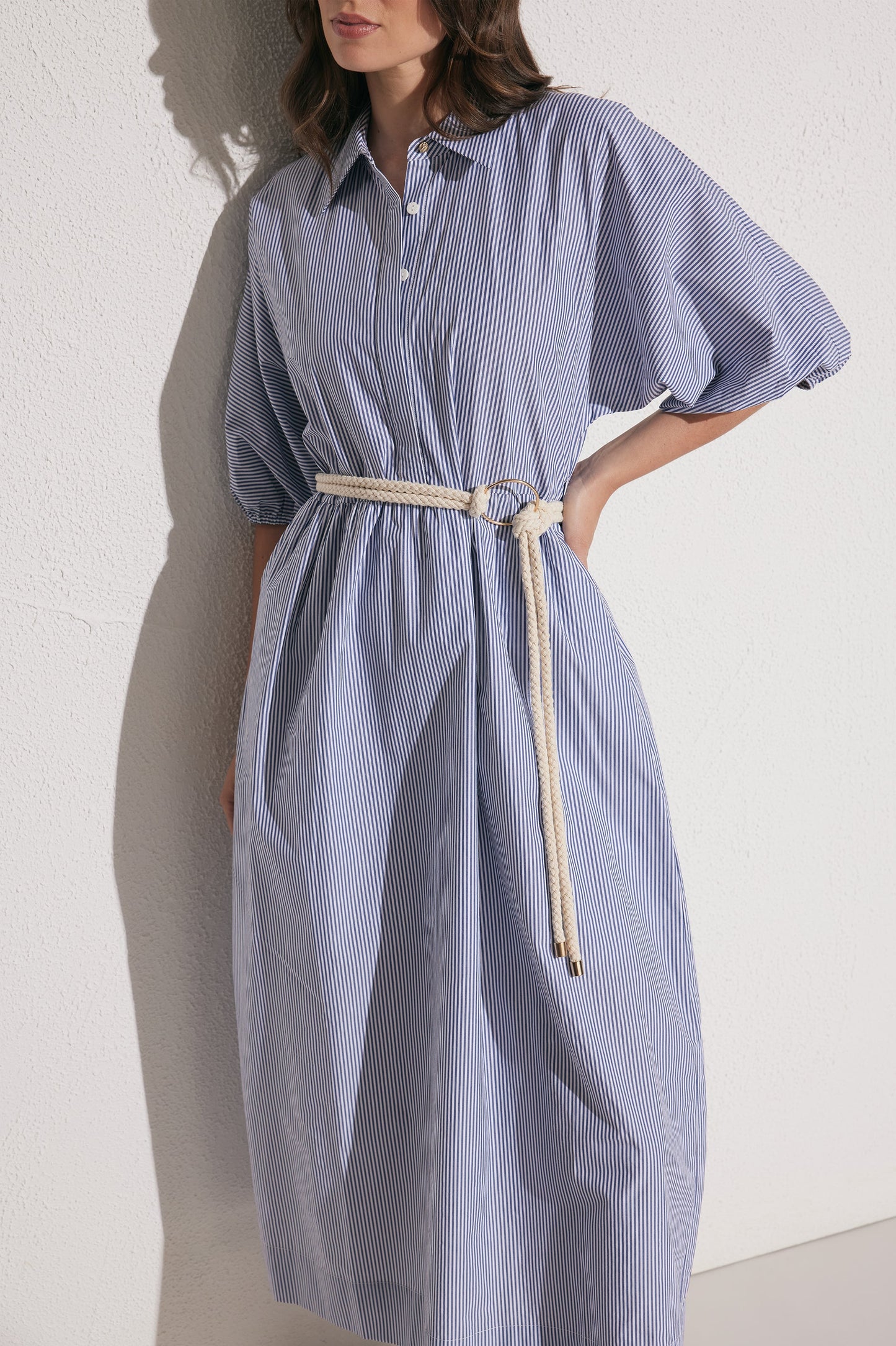Tia Cotton Midi Shirt Dress