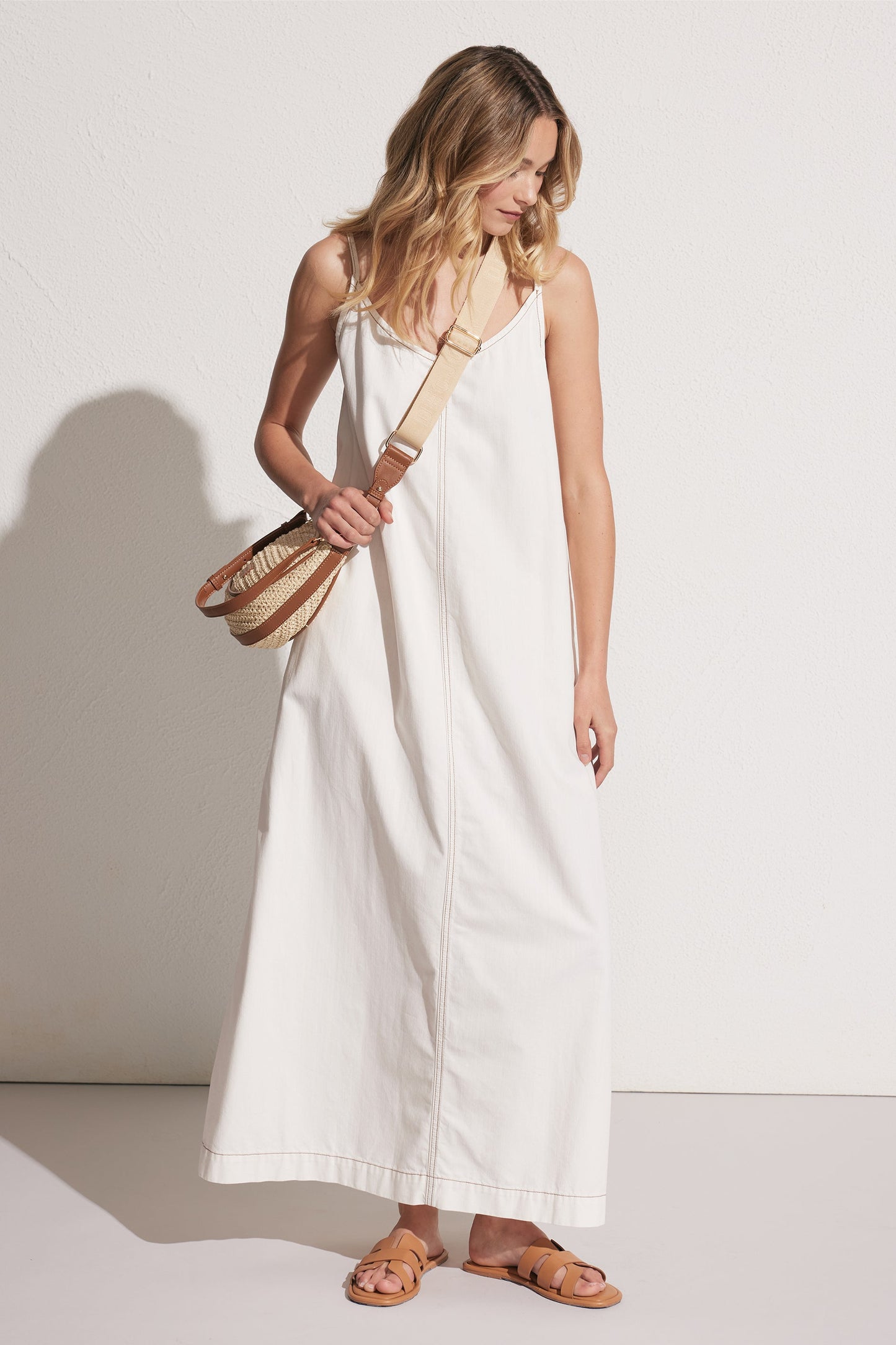 Sari V Neck Denim Maxi Dress
