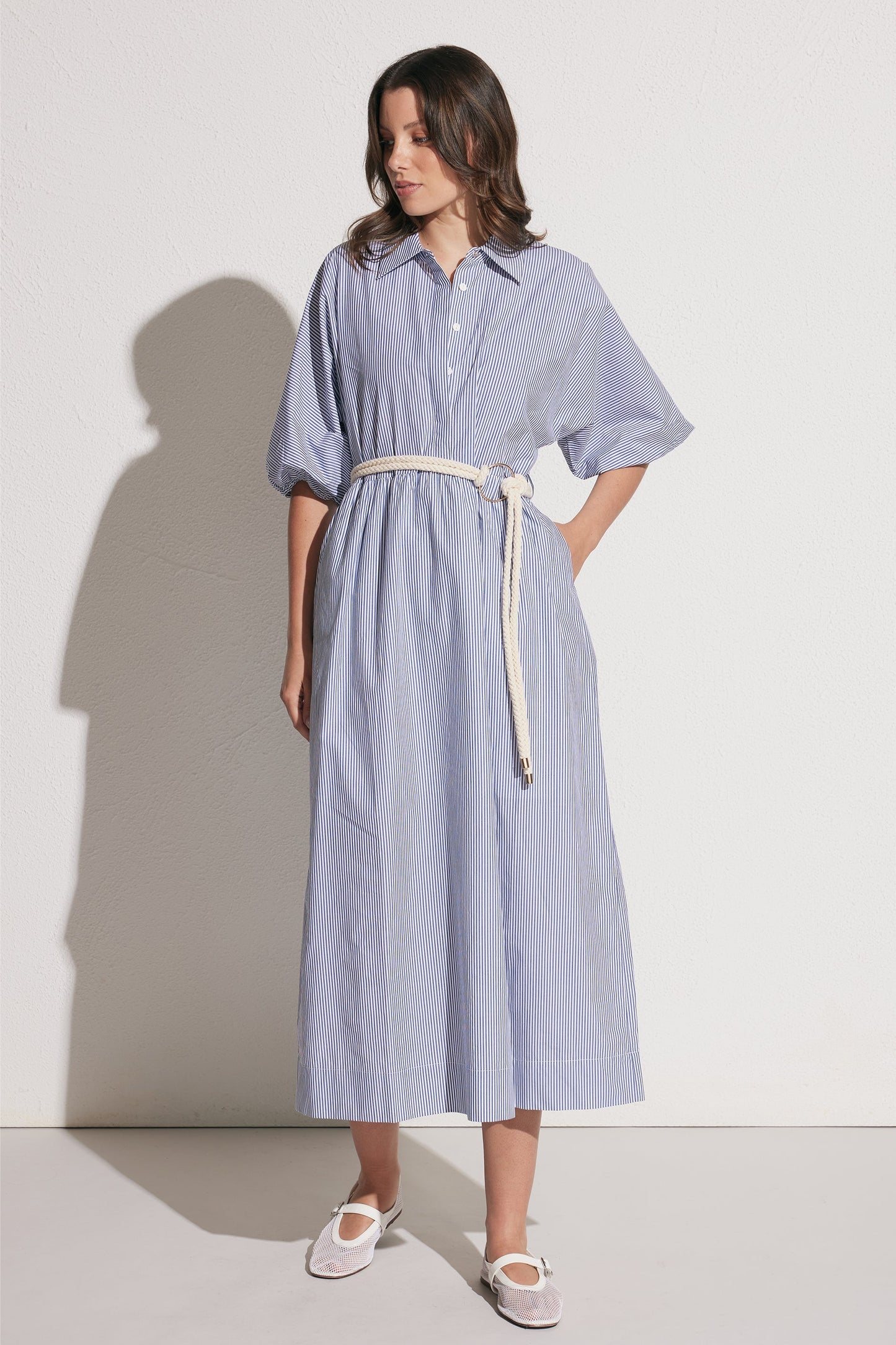 Tia Cotton Midi Shirt Dress