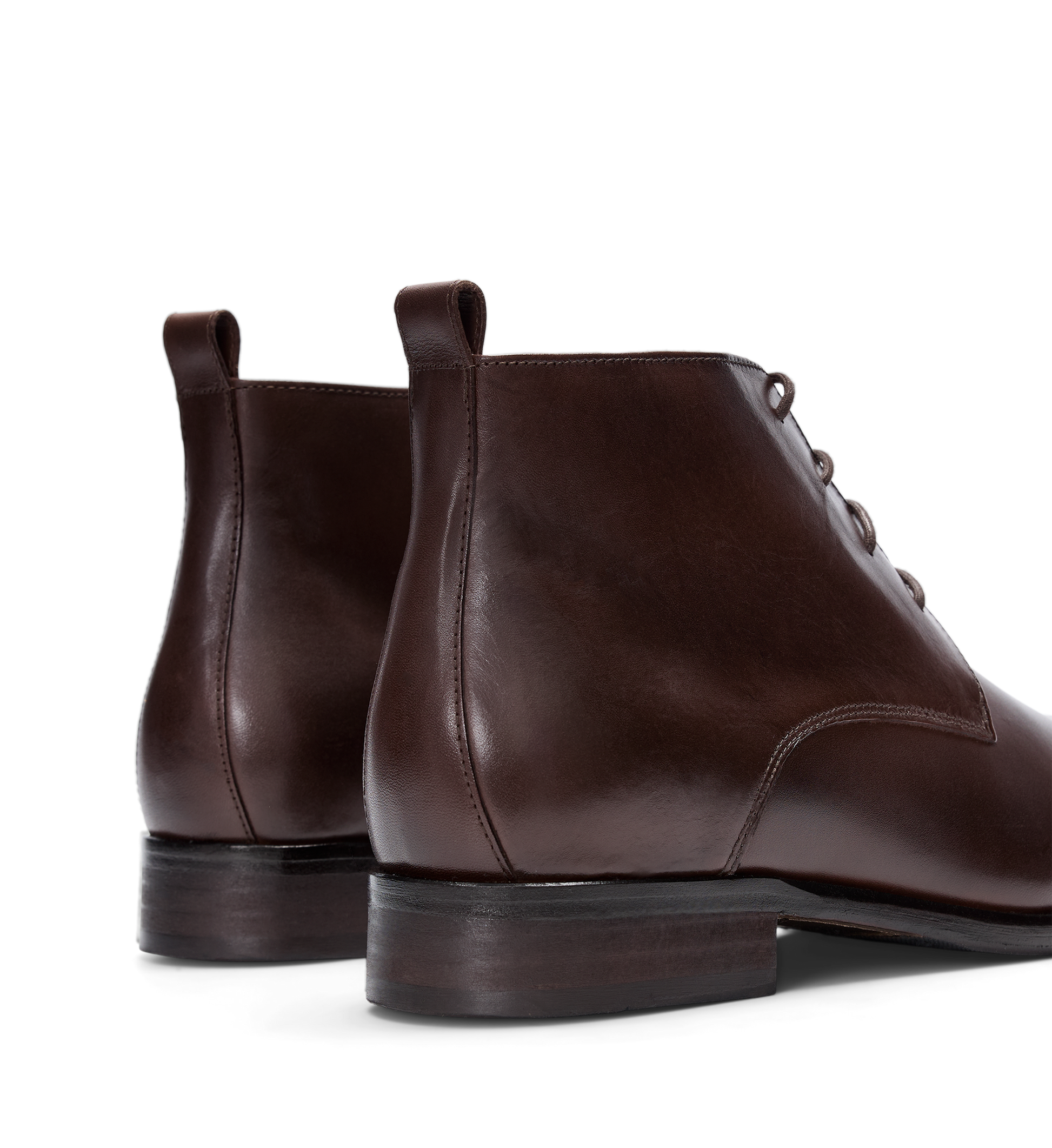 back of the bared footwear dubnium brown leather boots