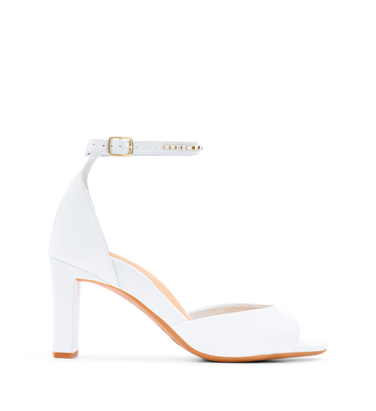 Falconet White Satin High Heels