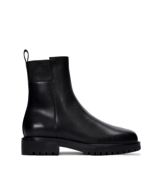 Fieldfare Black Leather Flat Boots