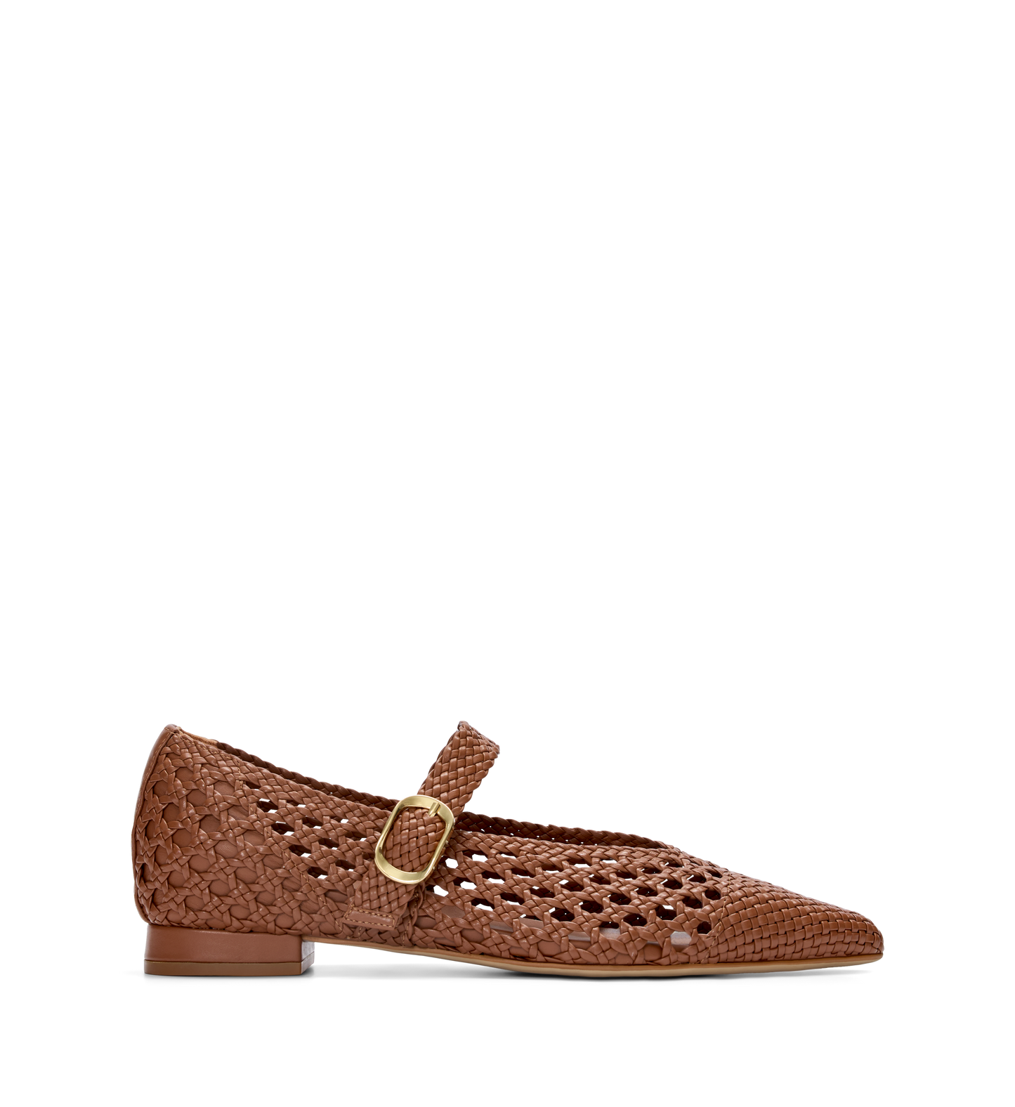 Forktail Walnut Tan Woven Leather Ballet Flats