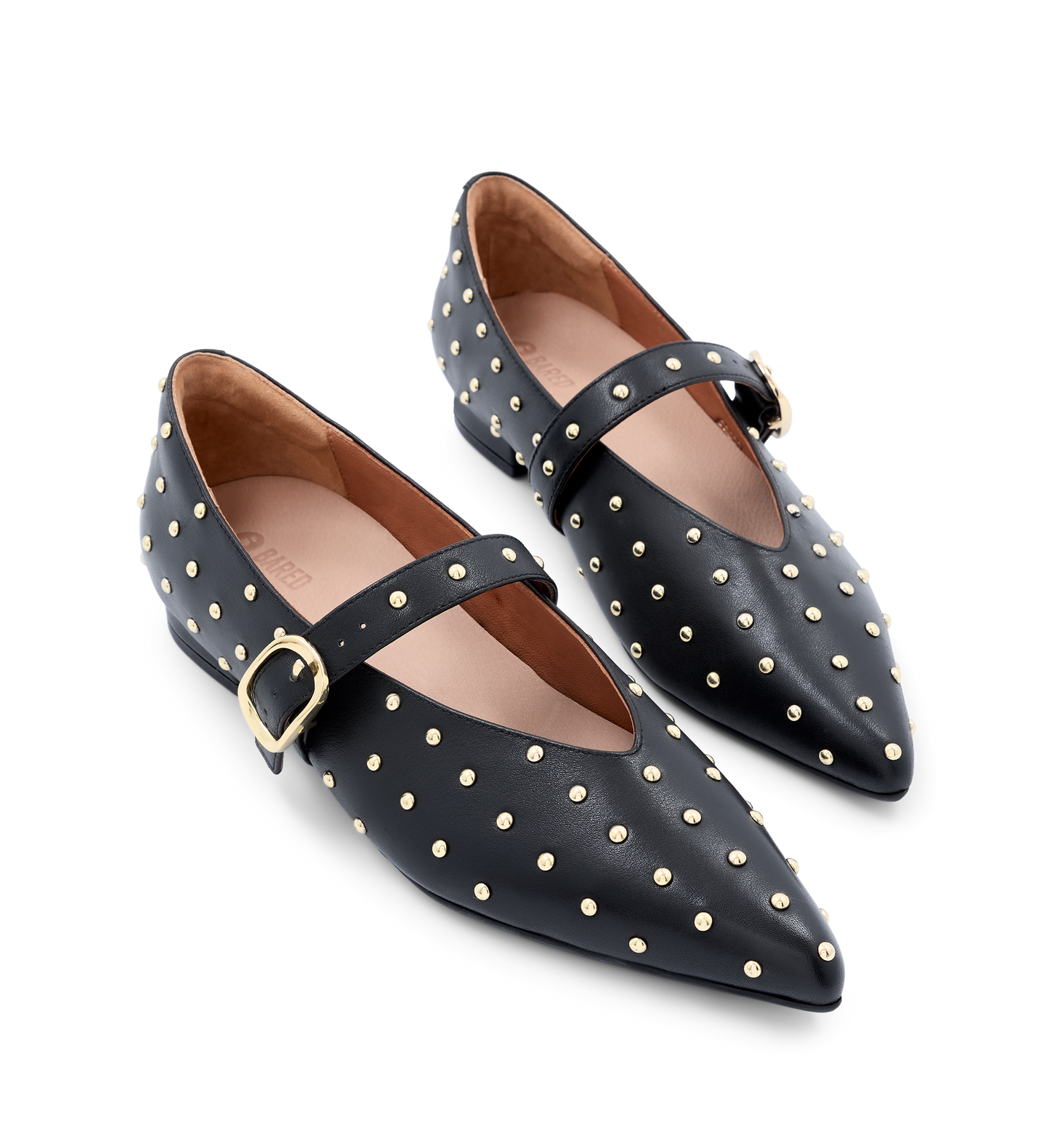 Freira Black Leather & Hardware Ballet Flats