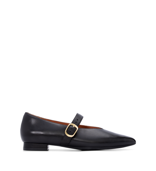 Freira Black Leather Ballet Flats