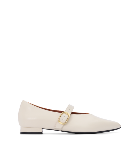 Freira Ecru Leather Ballet Flats