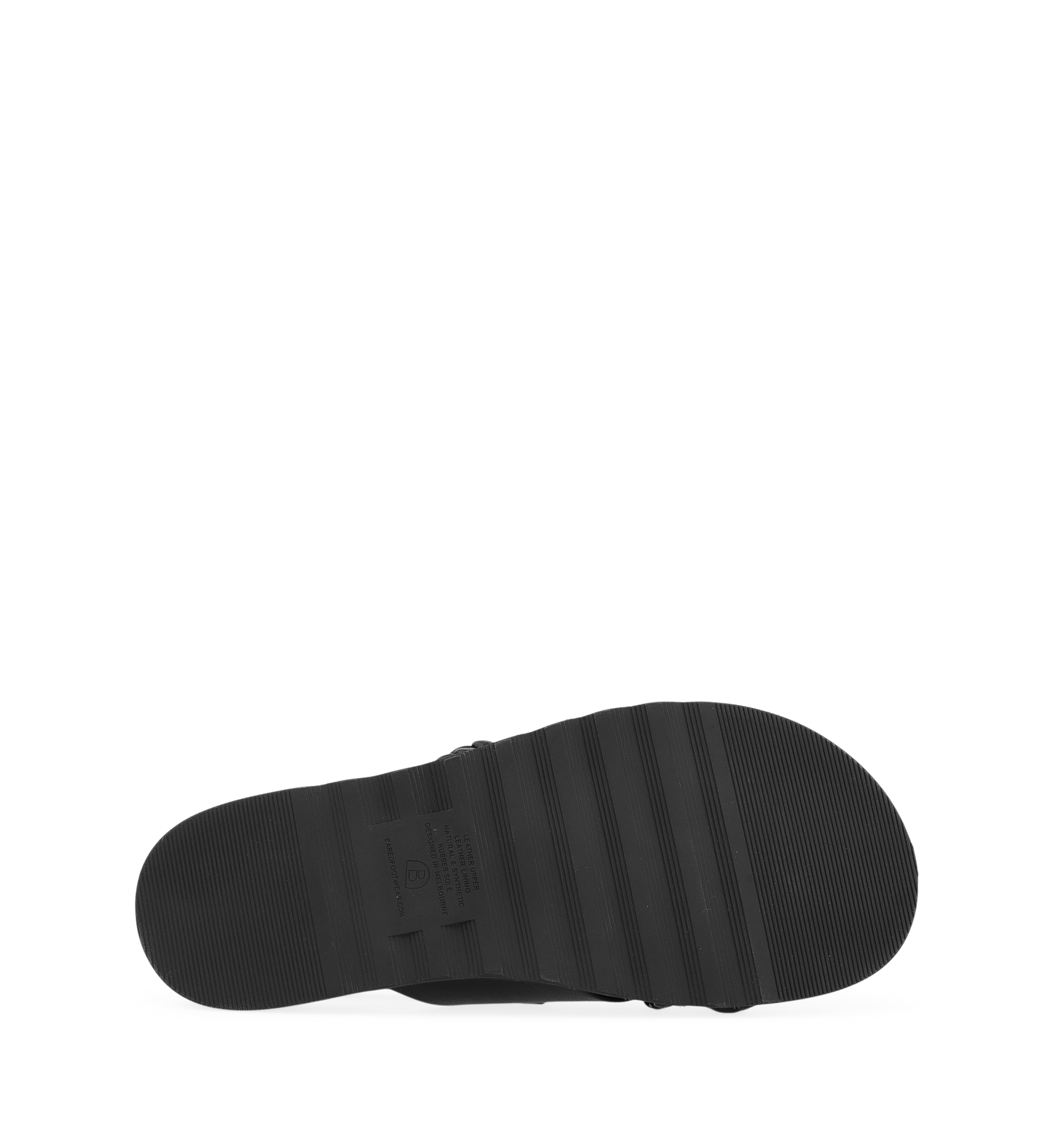 Garganey Black Leather Flat Sandals