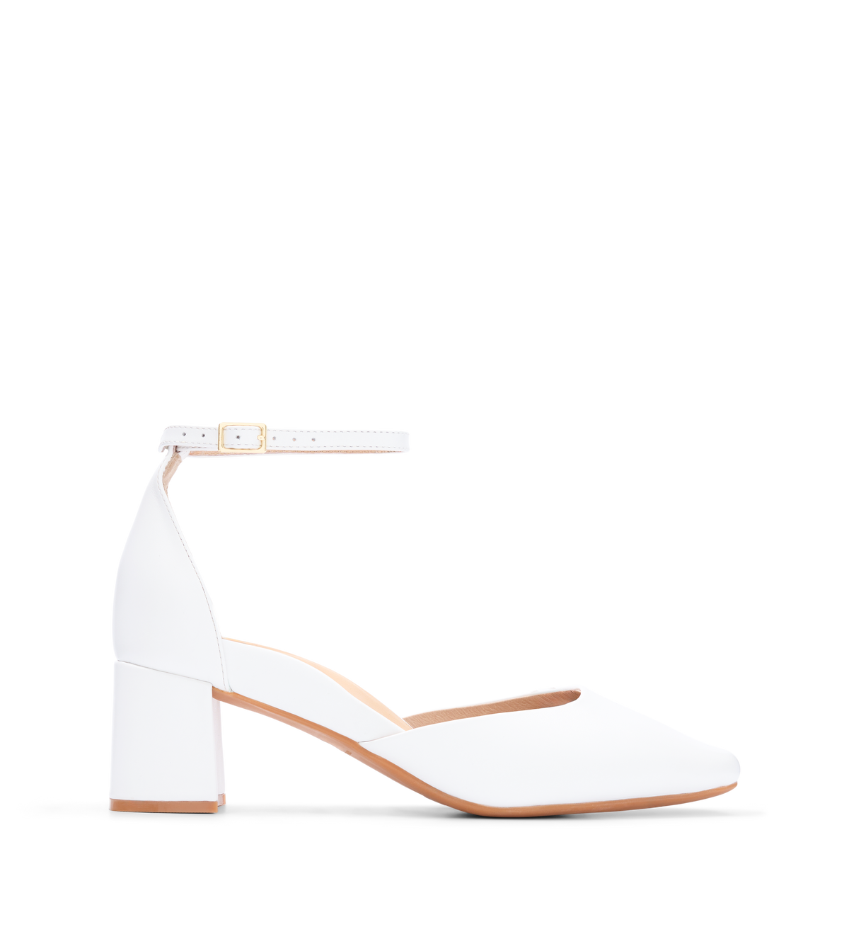 Gavilan White Leather Low Heels