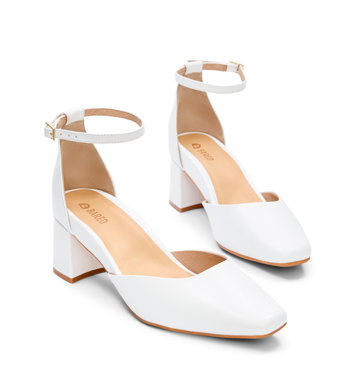 Gavilan White Leather Low Heels
