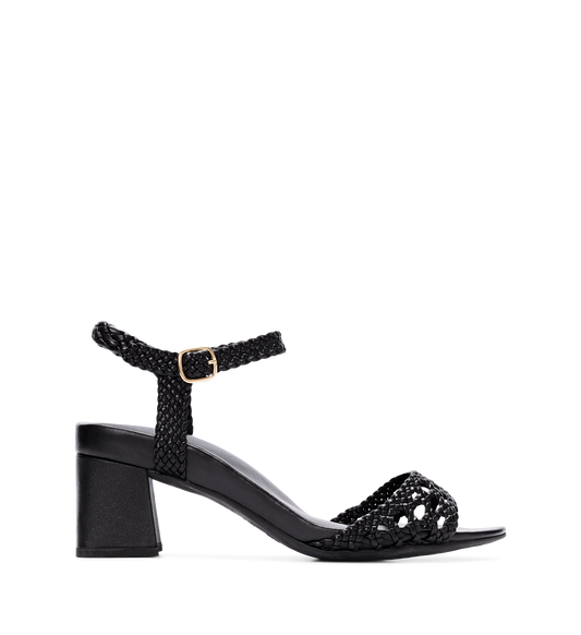 Geomalia Black Leather Low Heels