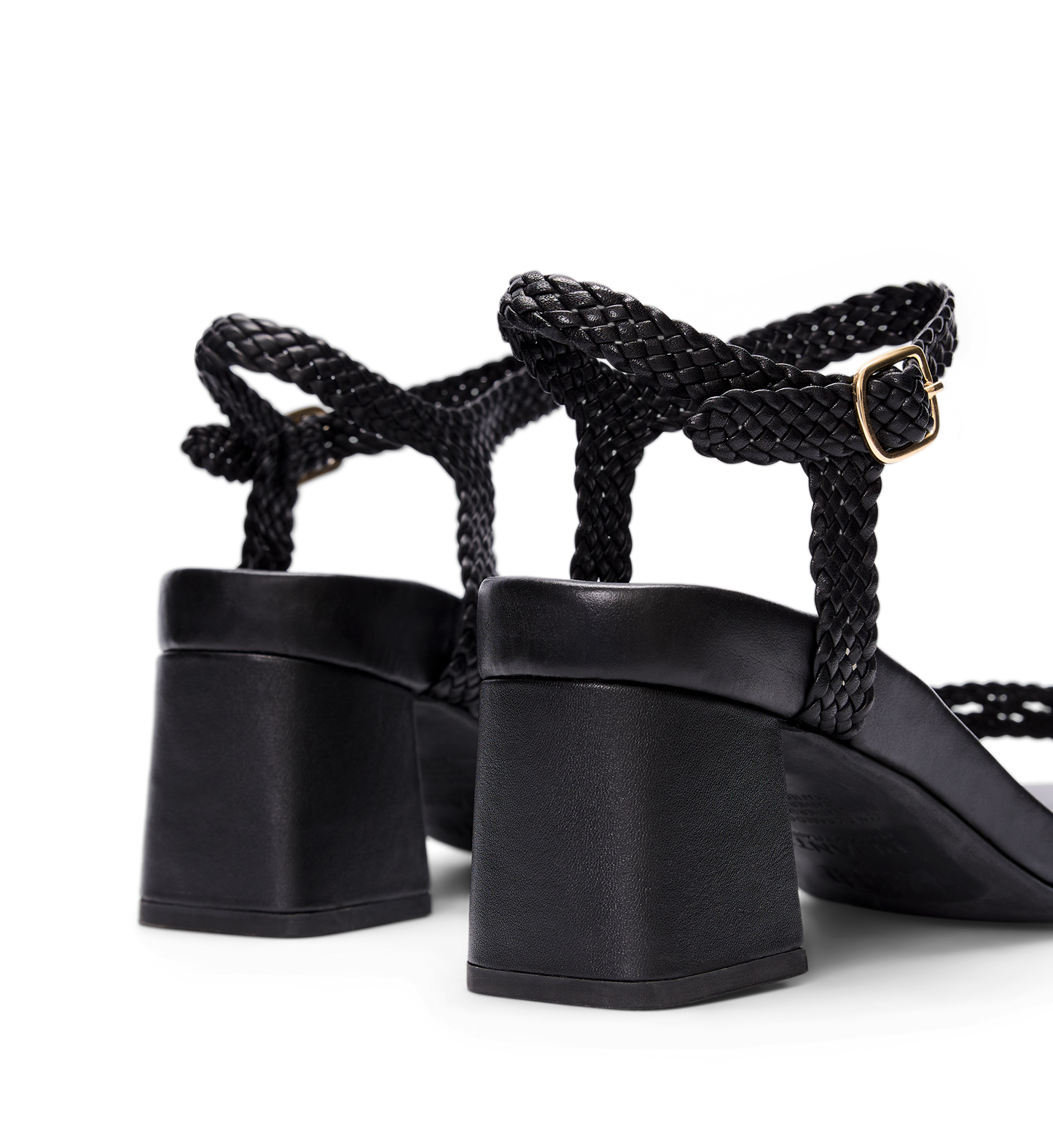 Geomalia Black Leather Low Heels