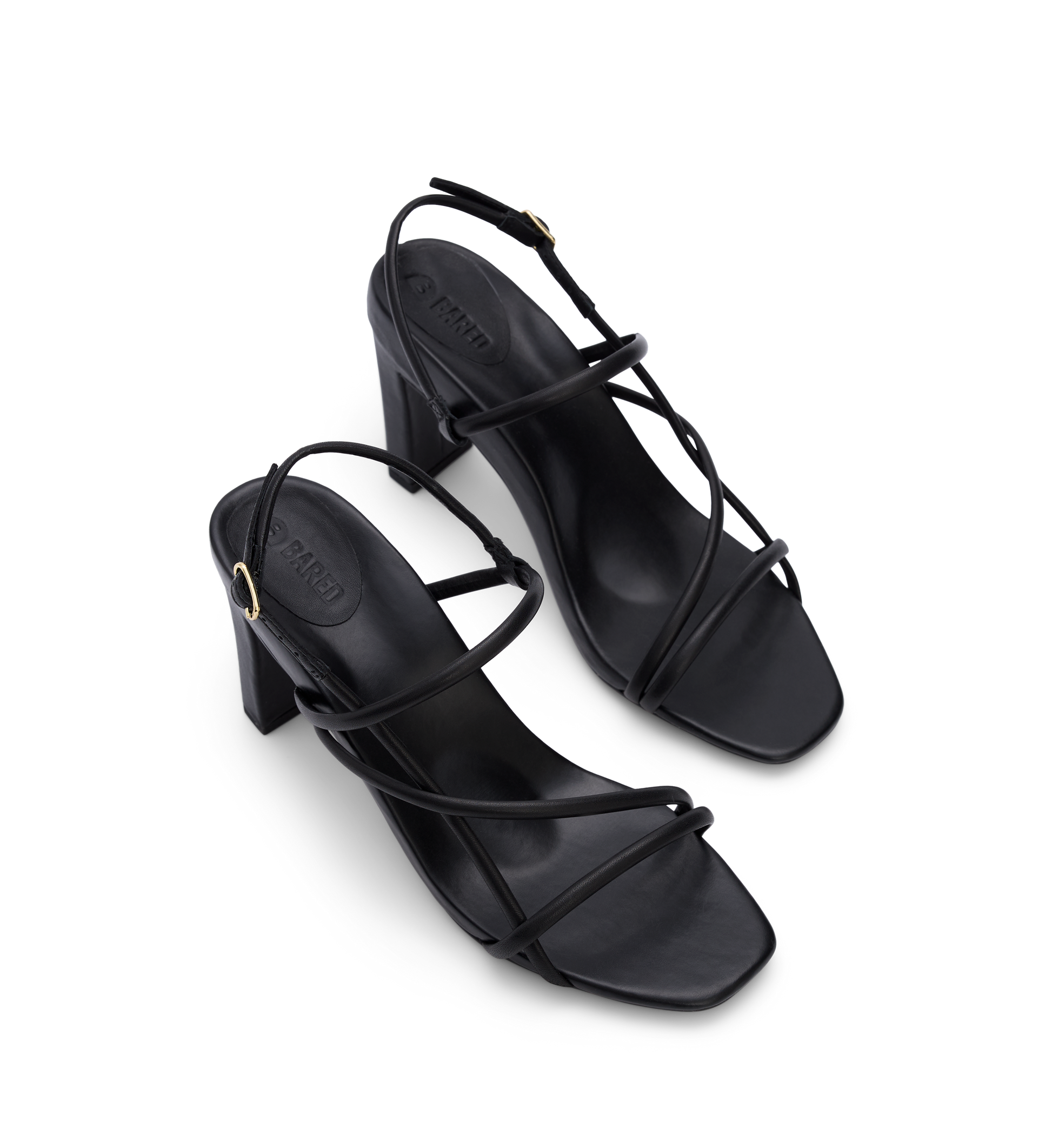 bared footwear strappy black high heels