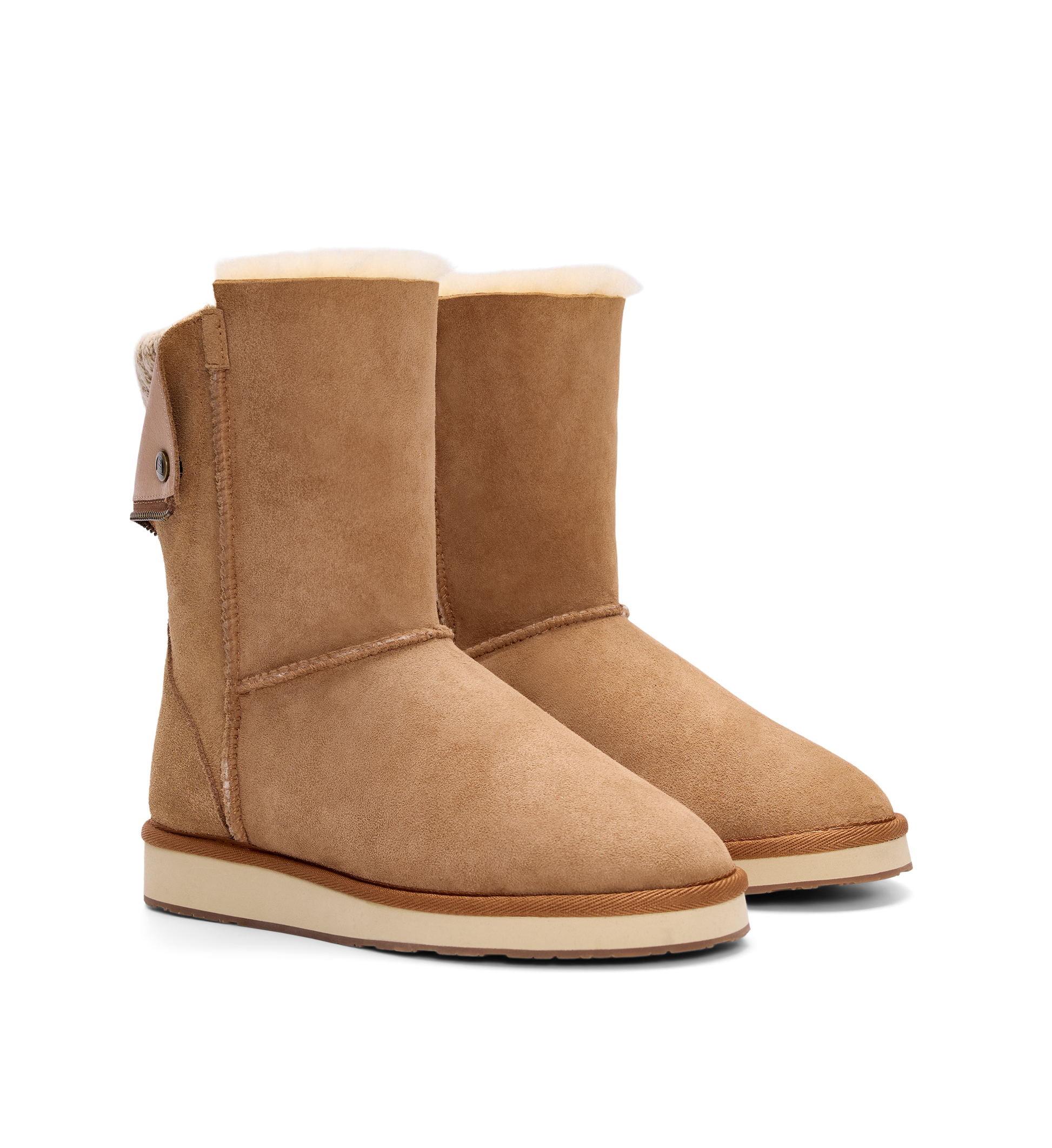 pair of brown slipper boots made from sheepskin