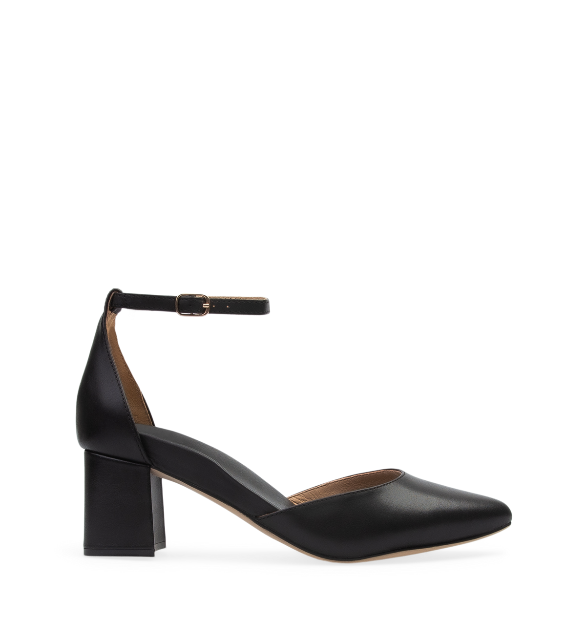 Griffon Black Leather Low Heels