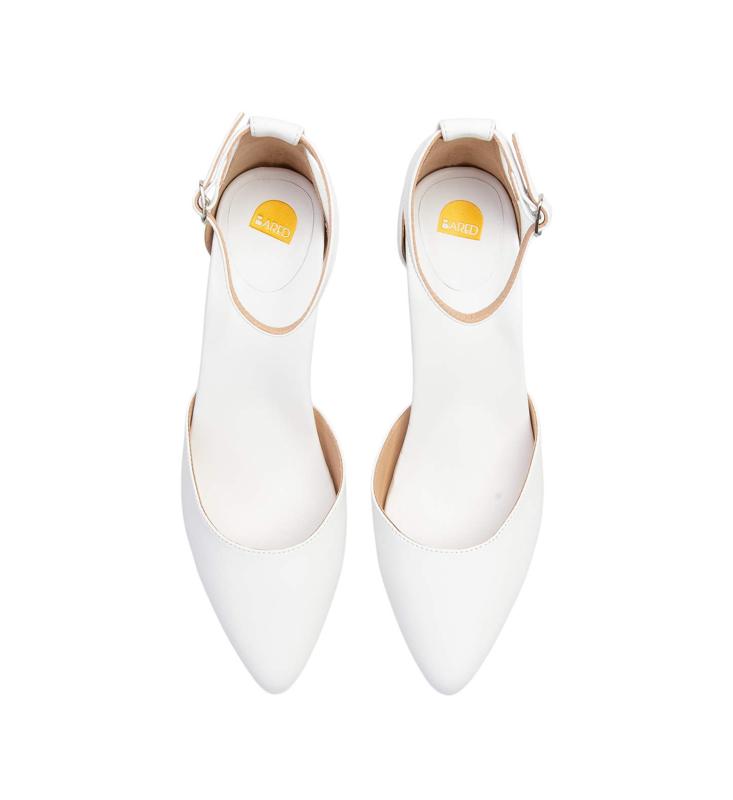 Griffon White Leather Low Heels