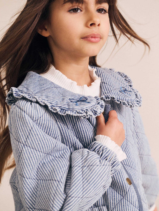Vintage Bow Collar Denim Jacket