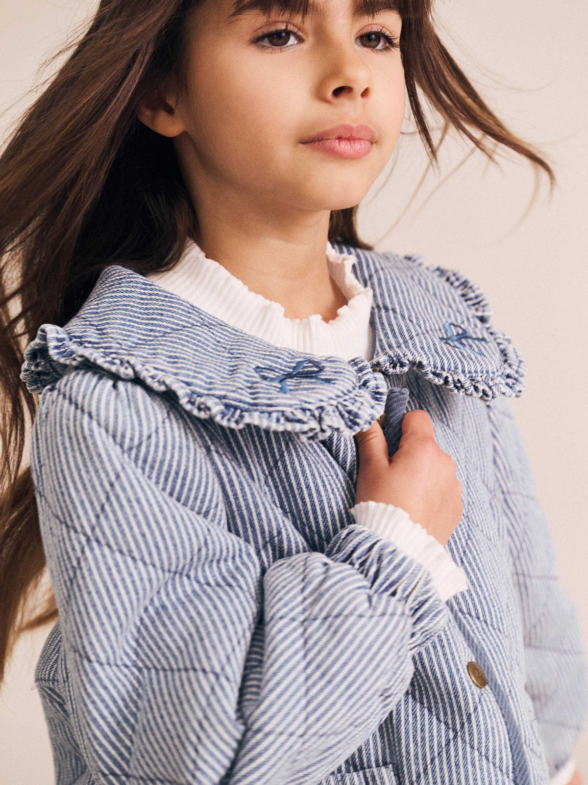 Vintage Bow Collar Denim Jacket