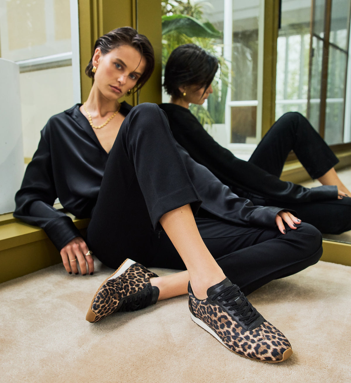 Gavia Satin & Leather Sneakers