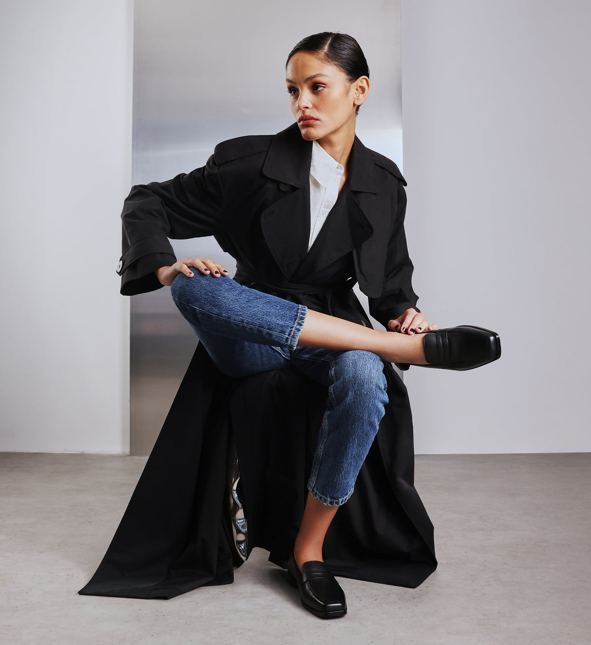 Piha Black Leather Loafers