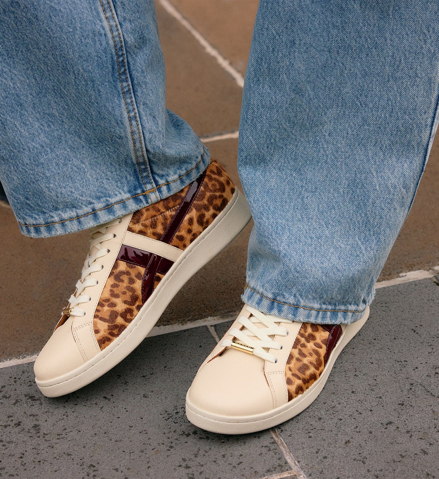 Seriema Leopard & Merlot Leather Sneakers
