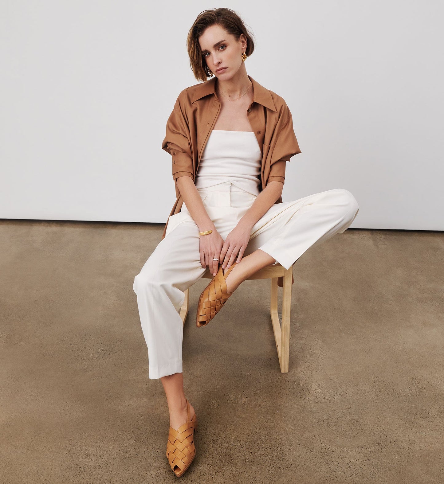 Fulvetta Tan Leather Flats