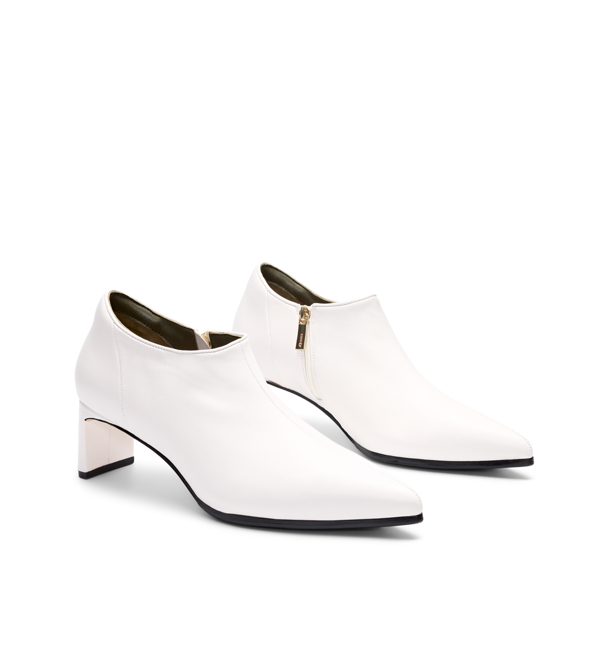 Habia White Leather Heeled Boots