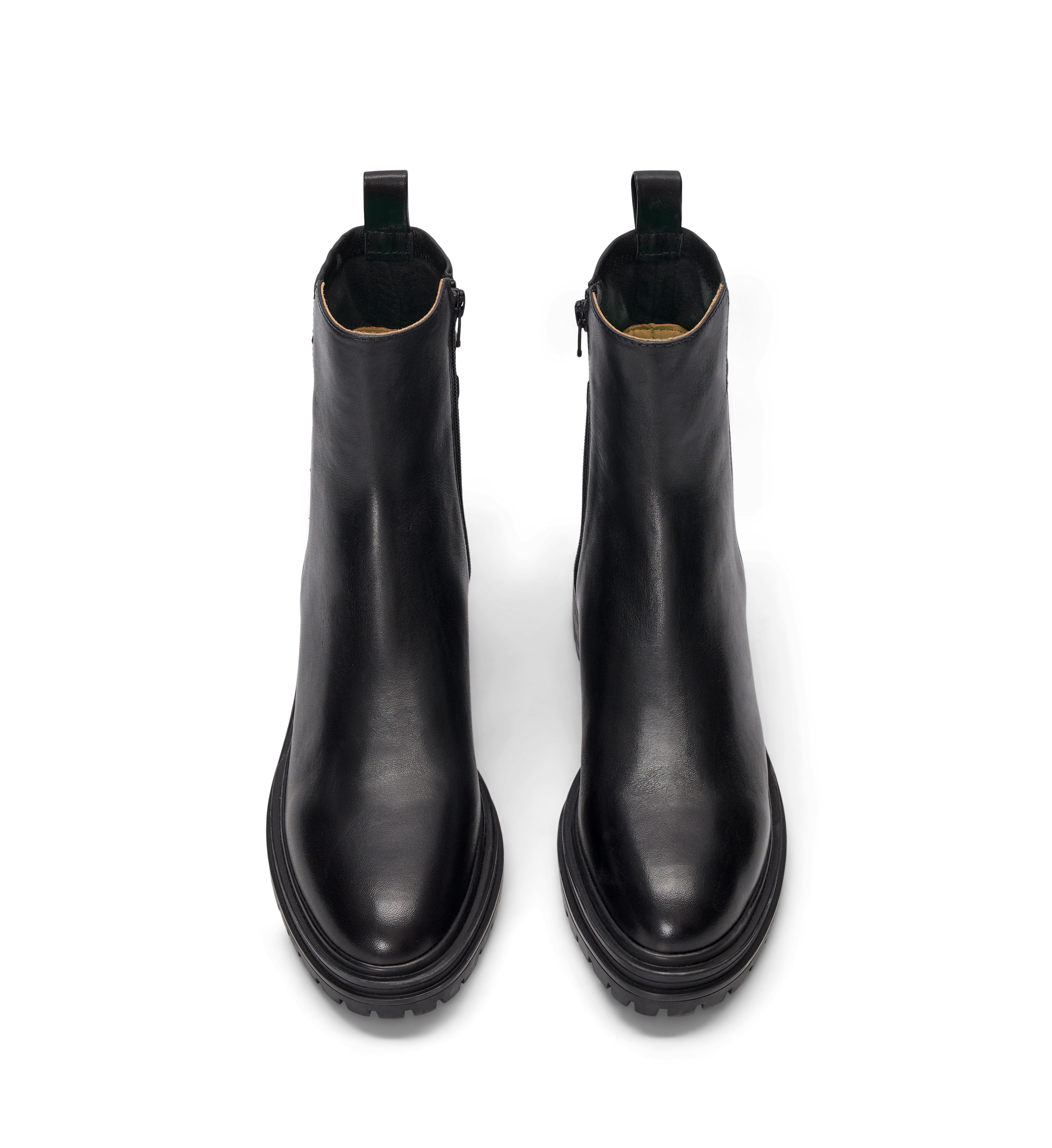 womens black chunky ankle boots with a sturdy sole