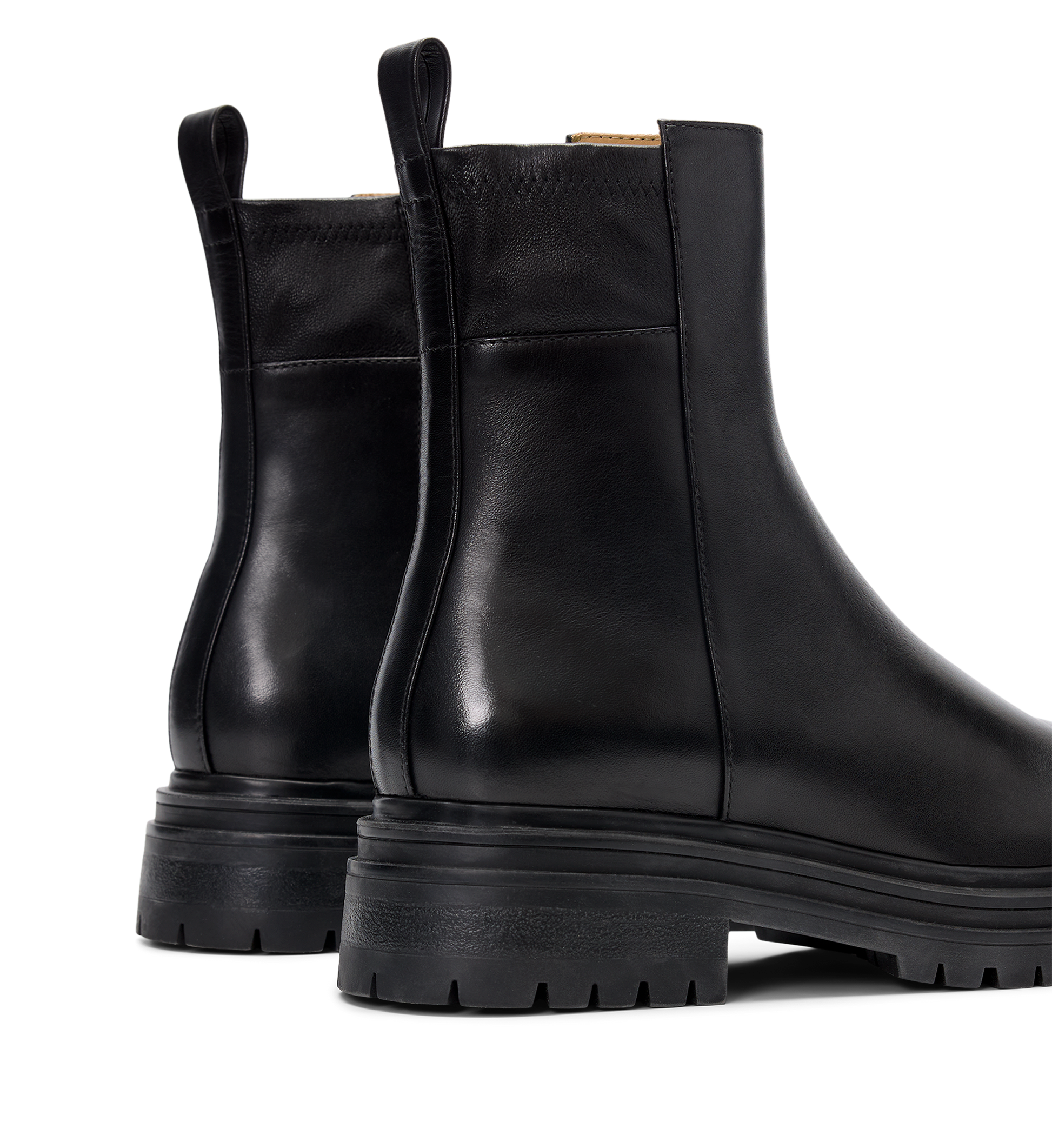 black ankle boots with a chunky sole