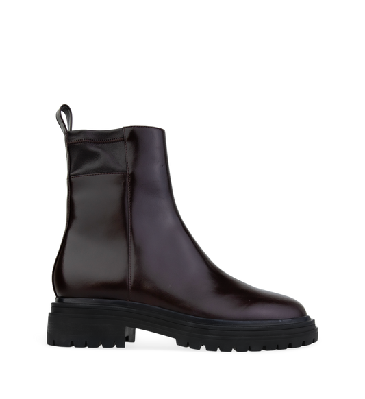 Harpy Carob Boxed Leather Flat Boots