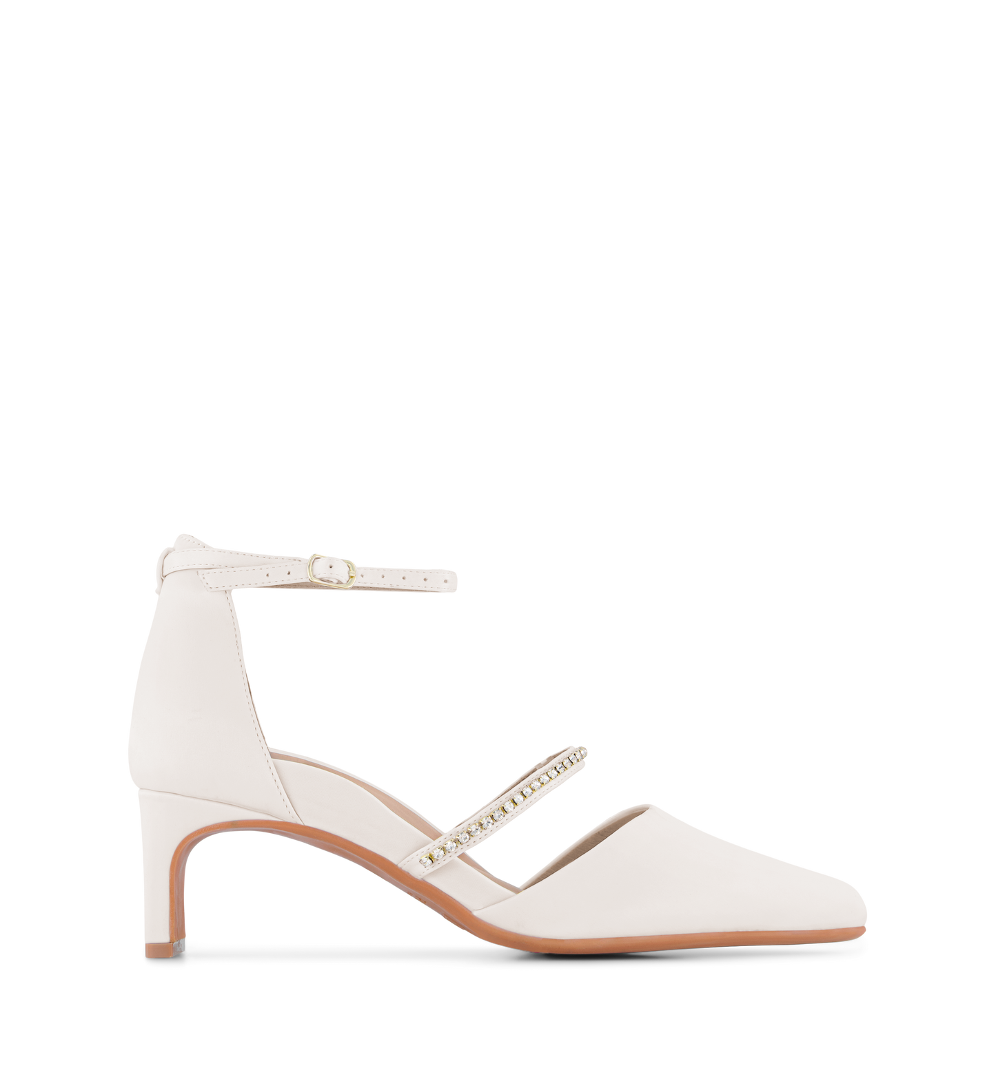 Heleia Ivory Satin Low Heels