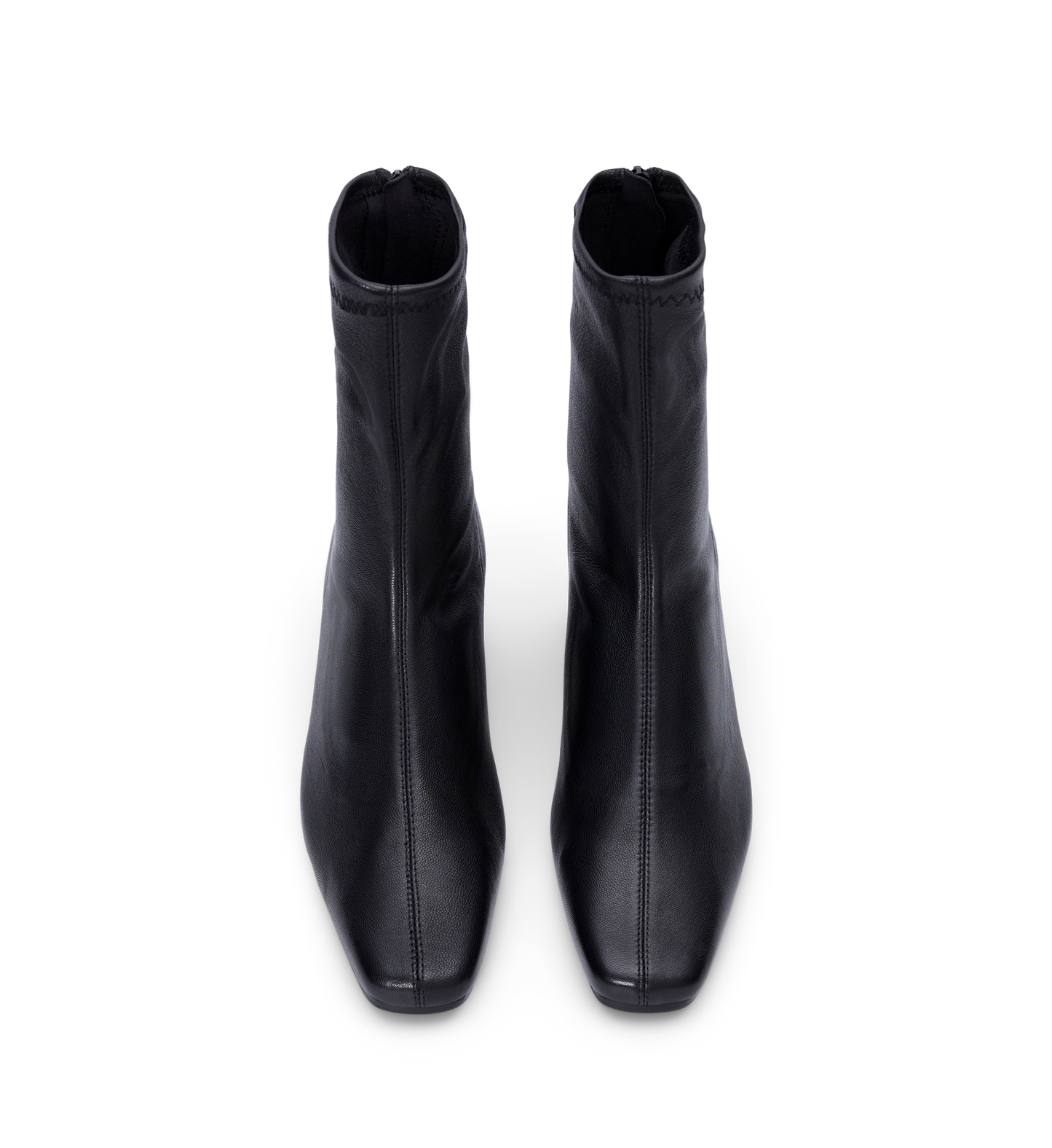 womens black ankle boots with centre seam detail and sock effect