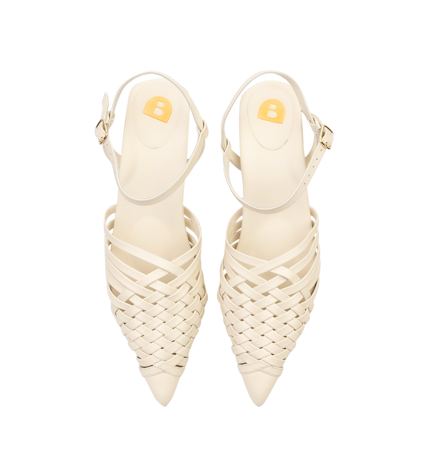 Hyliota Ecru Leather Low Heels