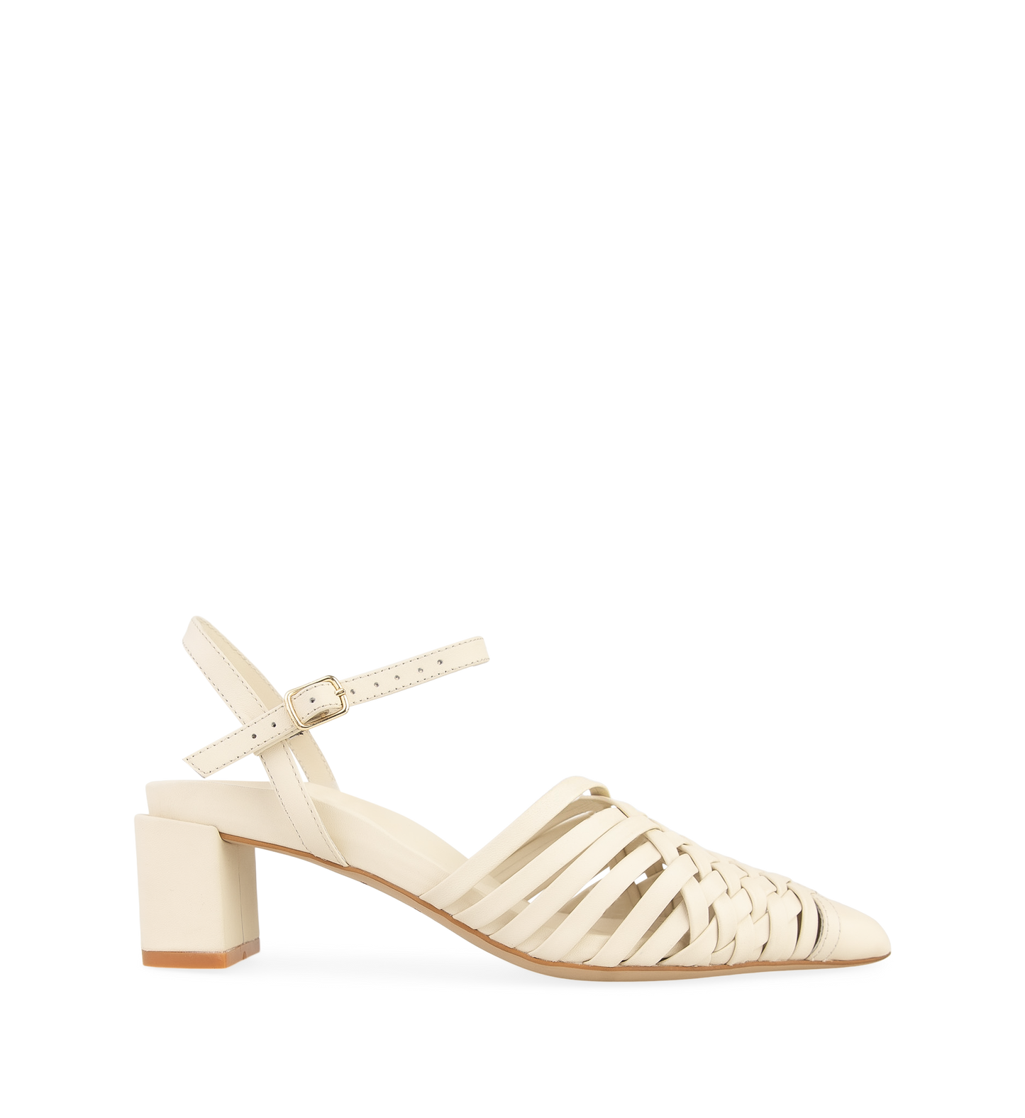 Hyliota Ecru Leather Low Heels