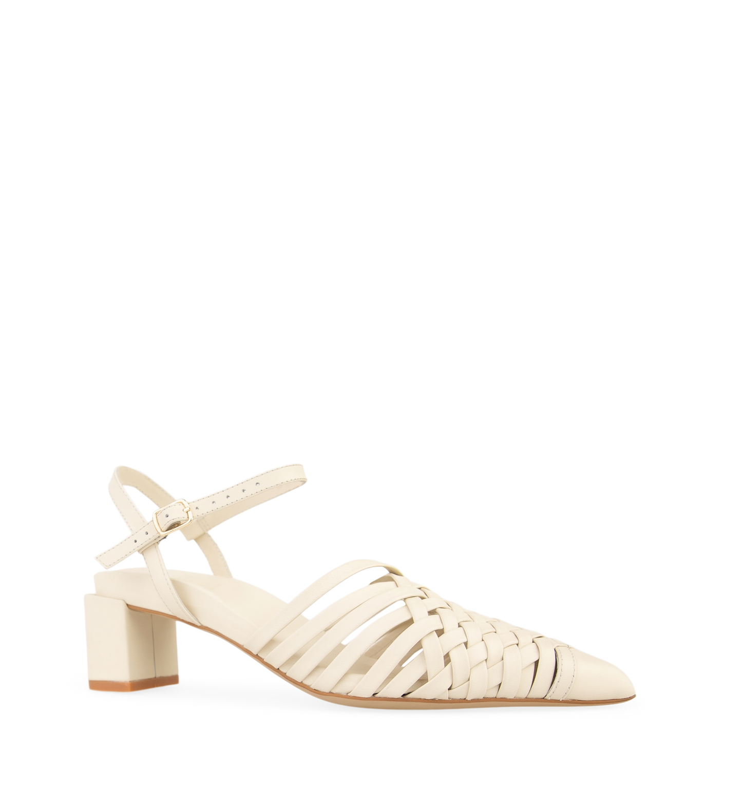 Hyliota Ecru Leather Low Heels