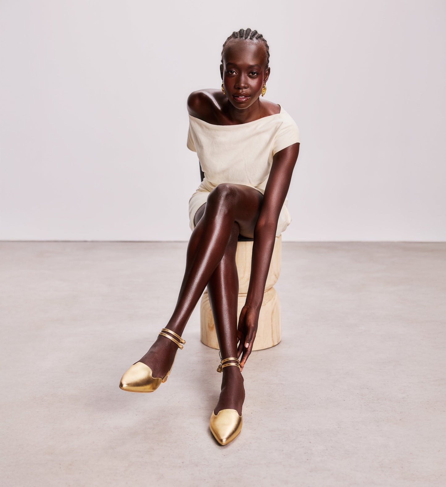 Iduna Gold Leather Flats