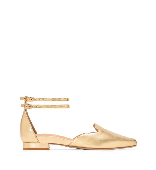 Iduna Gold Leather Flats