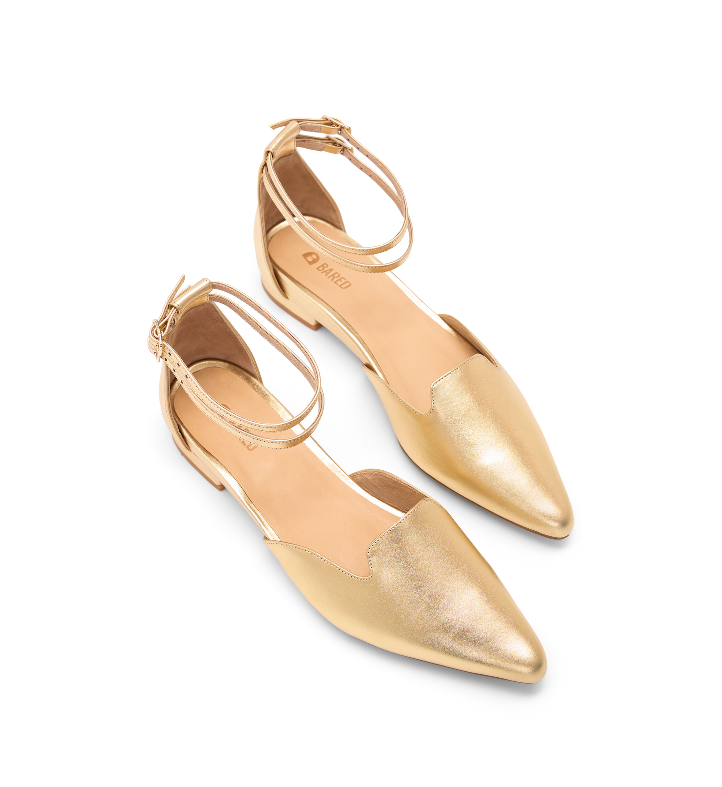 Iduna Gold Leather Flats