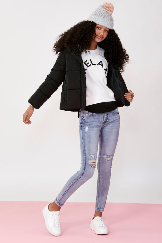 Girls Loren Crop Hooded Puffer